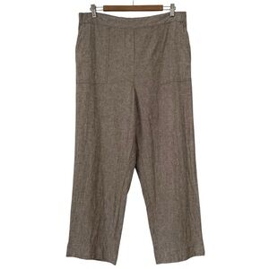 Brown Linen Blend High Rise Crop Pants Size 14